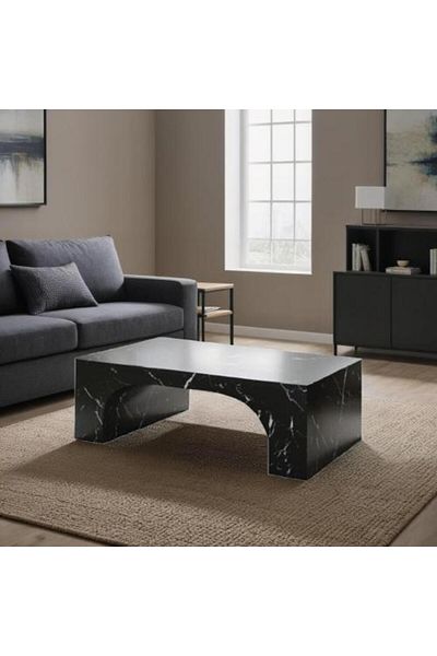 BAITY Modern Mid-Center Coffee Table - Black Marble