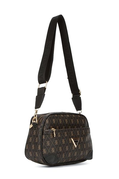 Newish Women's Brown Monogram Patterned Long Strap Cross Shoulder Bag