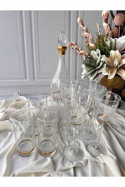 ROSSEV Crystal Water Set Alice Boutique 25 Pieces for 12 People