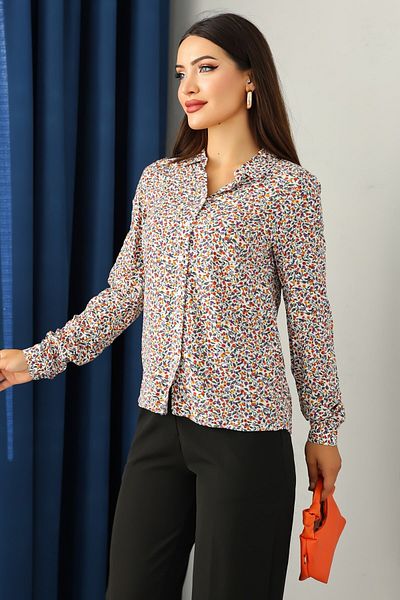 Kübra Tekstil Lupinn Fashion Women S Floral Print Long Sleeve Shirt – Relaxed Fit, Lightweight and Breathable Fabric