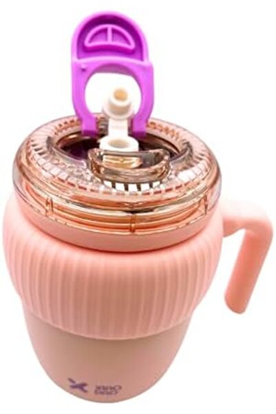 Twisoo Super Cute Pink Coffee Water Cup for Office or Home Vacuum Insulated Stainless Steel with Han