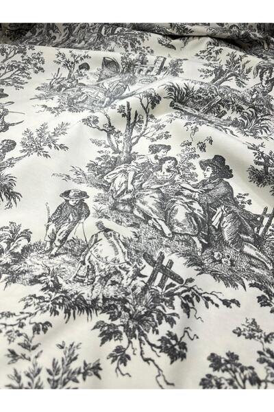 EDA HOME TEKSTİL Fransız Köylü Desen Duck Bezi Keten Kumaş 1 Metre (100X180 cm)