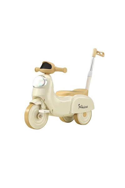 Nichiduta 3in1 Fast Beige children's pedal motorcycle with removable parental handle, headlight with lights