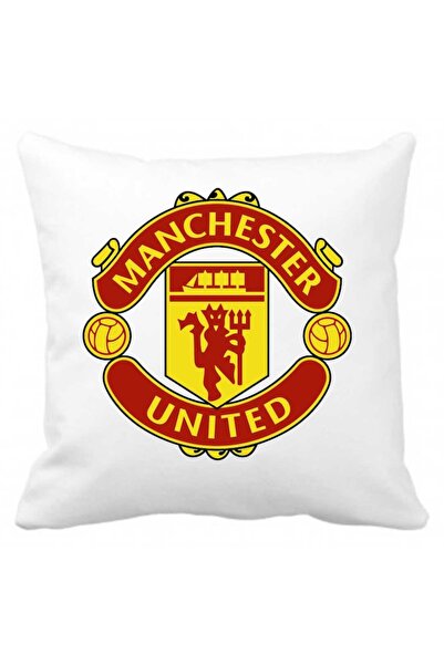 CRD PRINT Pernă personalizată cu logo-ul Manchester United, 40 x 40 cm, poliester, alb, CRD PRINT
