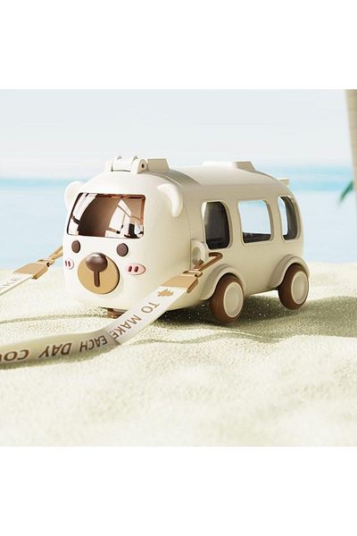 Twisoo Bus Design Water Bottle for Kid with Straw and Sticker