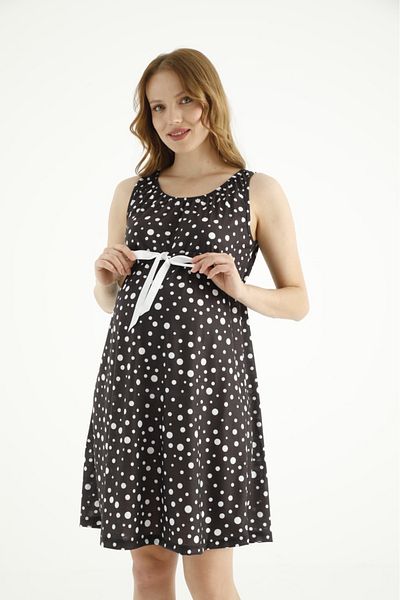 Miss Dünya Lissa Polka Dot Patterned Bow Detailed Maternity and Maternity Dress