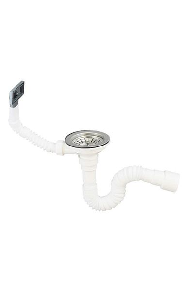 TMP Stainless steel sink overflow trap 92 mm, stainless steel strainer, 1 bowl