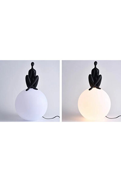 LUXXO Human Table Lamp, 1xE27, Glass Shade with Polyrasin Statue, 35x35x63cm
