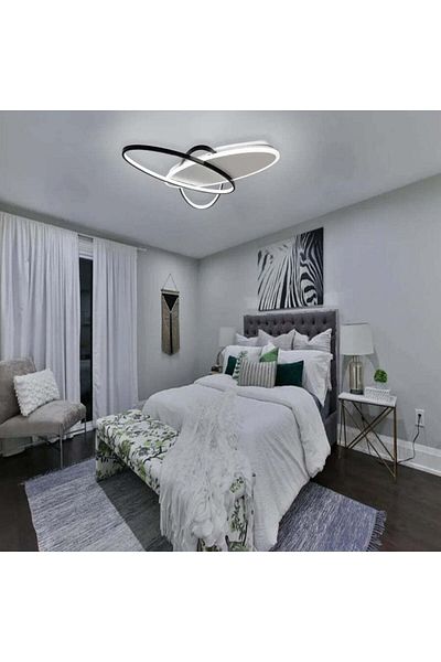 KORMAN TECHNIK LED Chandelier with Remote Control LIGURIA 81W, 3 Ovals, Cold/Warm/Neutral Light, Dimmable, Black White