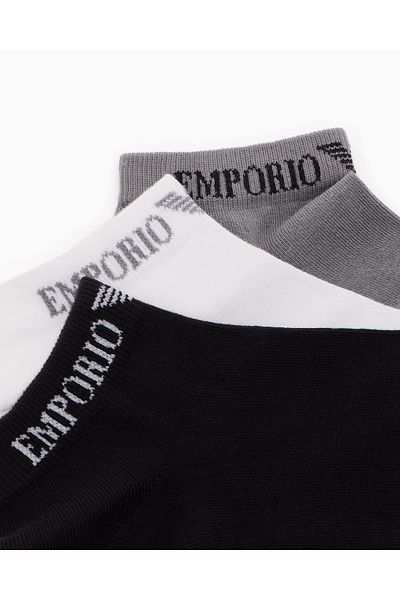 Emporio Armani Men's Cotton Ankle Elastic Short 3-Piece Multi-Colored Socks Em000550 Af12276-Mc287
