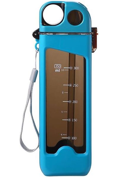 Twisoo Flip-top Portable Square Plastic Water Bottle, Food-grade Cup Body Pc and Lid, Duckbill Desig
