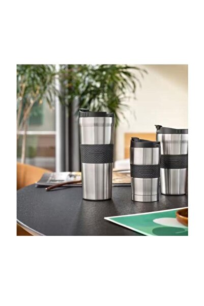 DELONGHİ De'Longhi DLSC074, Double Wall Travel Mug, 300 ml (Stainless Steel/Black)