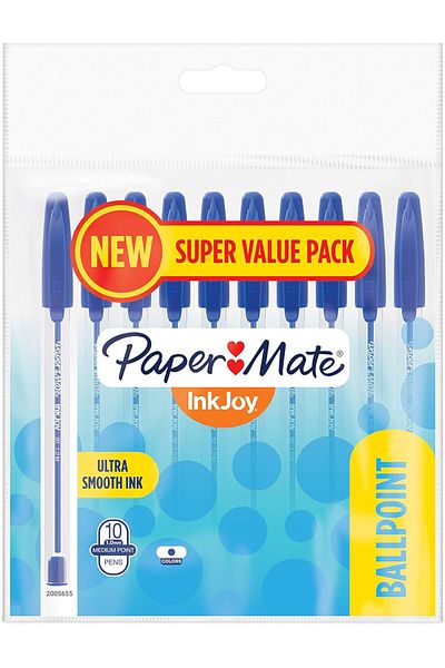 Newell Paper Mate InkJoy 50ST Ballpoint Pens, Medium Point (1.0mm), Blue, 10 Count