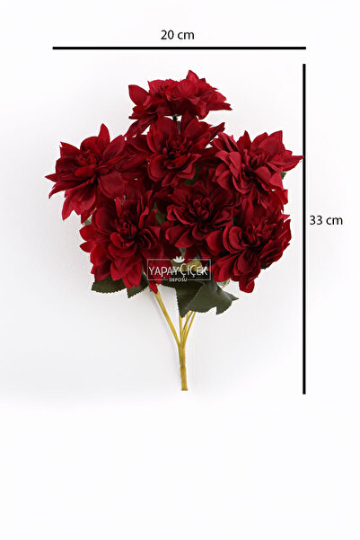 Yapay Çiçek Deposu Yapay Çiçek 7li Dahlia Demeti 33 cm Kırmızı