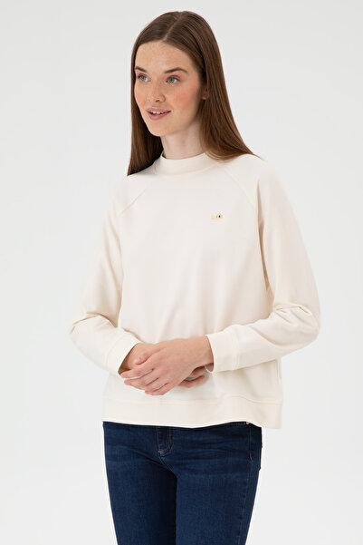 U.S. Polo Assn. Kadın Krem Regular Bisiklet Yaka Basic Sweatshırt 50313610-VR071