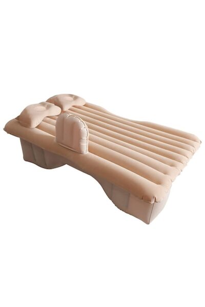 SIKS Inflatable Car Mattress for Backseat, 2 Included Pillows and Pump, 140 x 87 cm, Beige