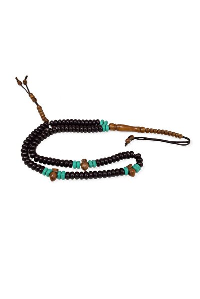 Generic Brown Coke Rosary with Counter and Turquoise Beads