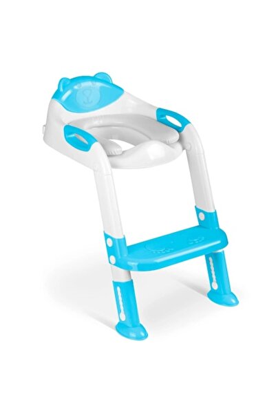 IMK Reductor de toaletă pentru copii cu scară pliabilă alb/albastru 61-70 cm