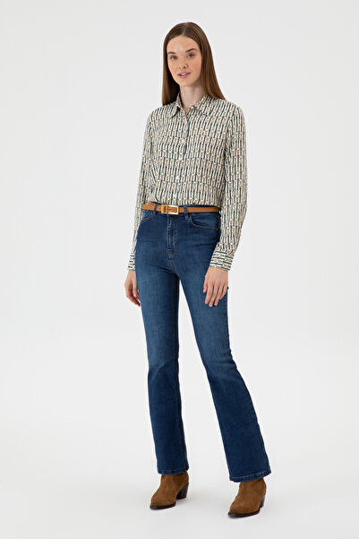 U.S. Polo Assn. Kadın Koyu Mavi Slim Flare Jean Pantolon 50308102-DN0023