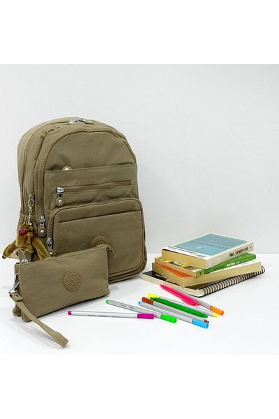 çkn sedat çakan çanta & fular & aksesuar Waterproof Backpack Mini Bag 2 Piece Combination (Pen Holder Pencil Case Pencil Bag)