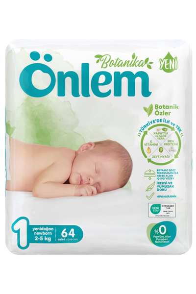 ÖNLEM Botanika Bebek Bezi İkili Jumbo Paket Yenidoğan 64 Adet (2 - 5 kg)