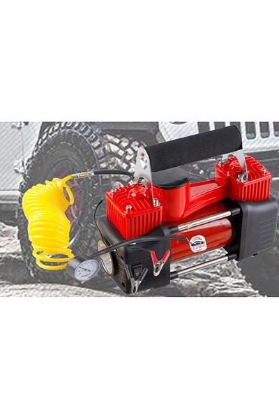 CFT California Portable Air Compressor Pump Dual Cylinder Heavy Duty Tire Inflator With LED Light 15