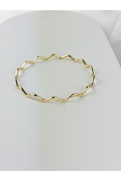 Fubena Yerli Üretim 14K Altın Kaplama 4002 Tekli Kıvrımlı Ajda Bilezik