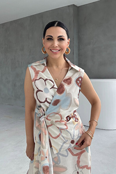 Seda Yalçın Atelier Colorful Floral Patterned Waistcoat Vest Trousers Set