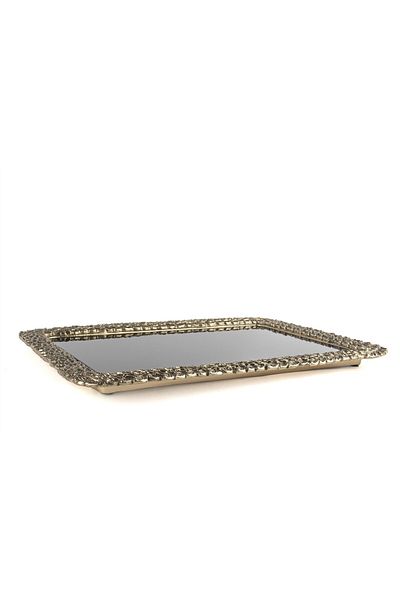 Mikasa Moor Antique Gold Metal Glass Tray 46X33Cm