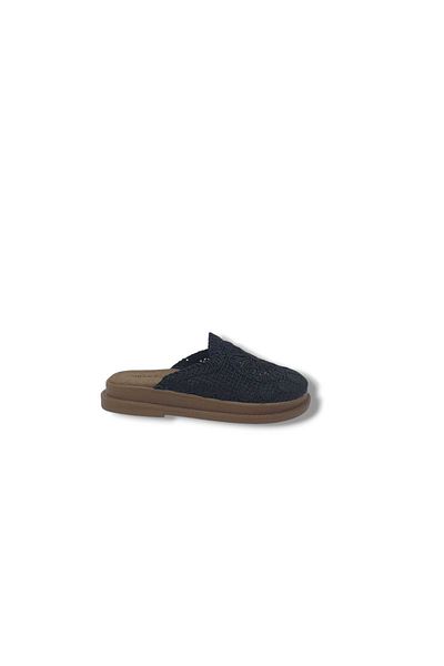 Zerhan 11706 Women's Black Macrame Knitted Slippers