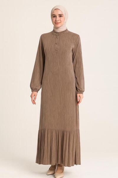 çınar özkan 5015 KUPRA ELBİSE ÖNÜ YARIM DÜĞMELİ KOL UCU LASTİKLİ ALT KISIM FI...