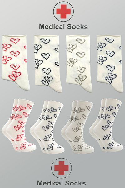 KARDEŞLER ÇORAP Women's Colorful Socket Diabetic Elasticless Candy Socks Non-Squeezing Cotton Socks Pack of 4