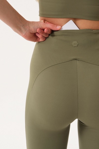 SPORTEMPT Gizli Cepli Yanı Panel detaylı Yüksek Bel Kadın Flare Tayt - Haki