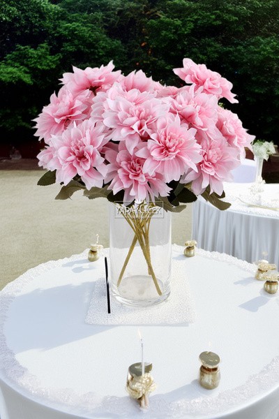 Yapay Çiçek Deposu باقة زهور صناعية مكونة من 7 داليا مقاس 33 سم باللون الوردي...