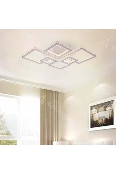 KORMAN TECHNIK LED Chandelier with Remote Control QUADRIS RGB 170W, 6 Squares, Dimmable, White