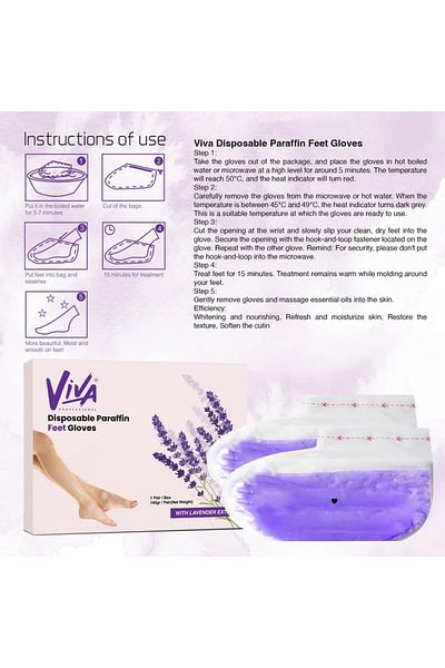Viva Professional Disposable Paraffin Feet Gloves Lavender 1 Pair/Box Viva
