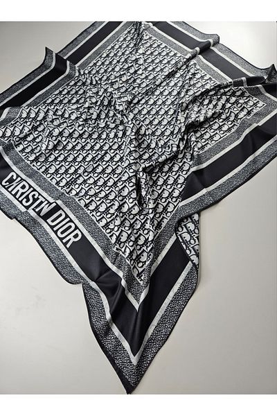 Webinay Home Cd Pattern Twill Scarf Double-Sided Silk Scarf Silk Scarf Hijab 2 Different Patterns