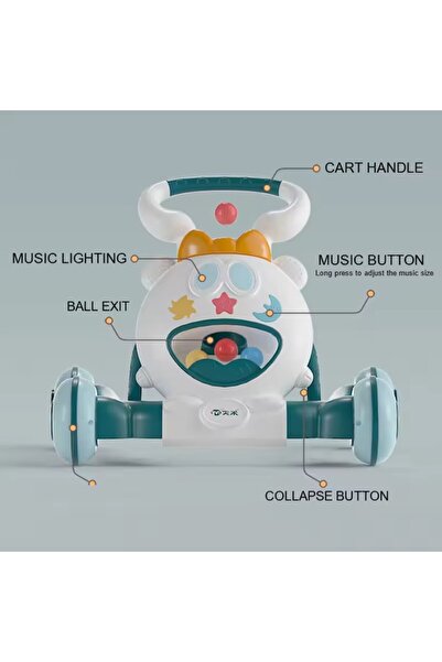 SOHO Premergator Copii Kids, Pliabil, Viteza Ajustabila, Lumini, Muzica, Albastru