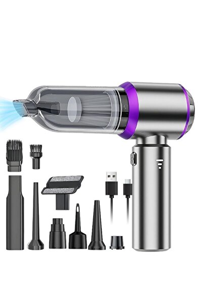 SOHO Aspirator portabil pentru casă și mașină, 3 viteze, încărcător rapid de tip C, tub prelungitor, 2000mAh, 7