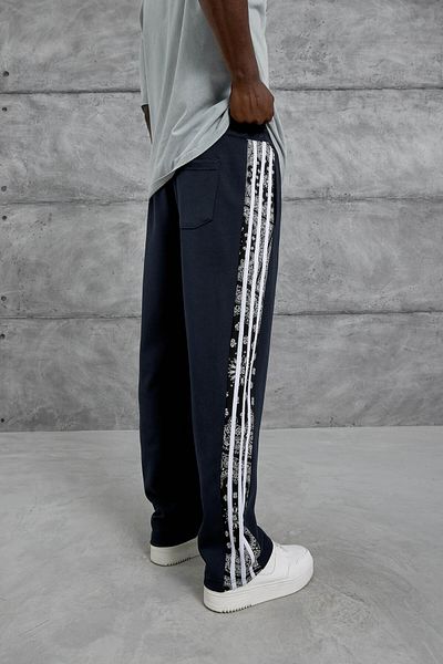 NOMARC Navy Blue Patterned Baggy Sweatpants