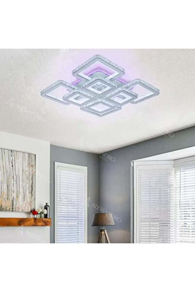 Alista Home LED chandelier with remote control and crystal LEILA 237 W, 8 Squares, Cold/Warm/Neutral light, Dimmable, White