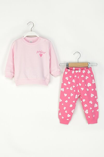 DMB BOYS & GIRLS Baby Girl Heart Set Long Sleeve Sweatshirt and Patterned Bot...