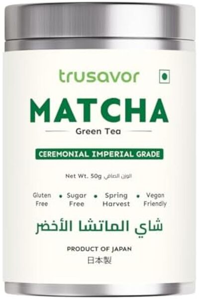 Trusavor برطمان من مسحوق شاي الماتشا الأخضر الياباني الإمبراطوري 100%، خالٍ م...