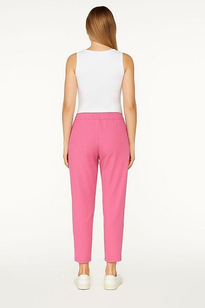 enmodaiçgiyim Pink Color 100% Cotton Muslin Fabric Women's Trousers – Narrow Leg, Pockets, Comfortable Fit Casual Trousers