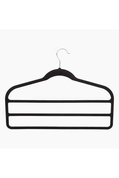 Home Box Velvet Hanger with 3 Bars – Black, Standard
