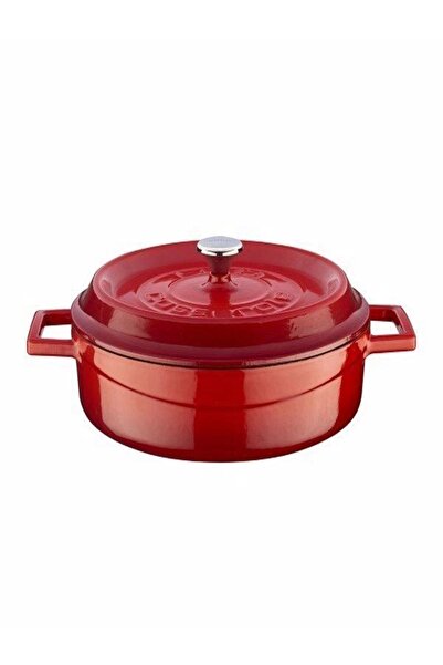 Lava 20 Cm Derin Yuvarlak 24 Cm Sığ Yuvarlak 2'li Döküm Kırmızı Tencere Seti