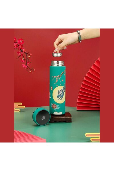 Twisoo Stainless Steel Smart Water Bottle, 500ml, Double Wall Vacuum Insulated, LED Touch Display Th