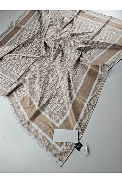 Webinay Home Cd Pattern Twill Scarf Double-Sided Silk Scarf Silk Scarf Hijab 2 Different Patterns