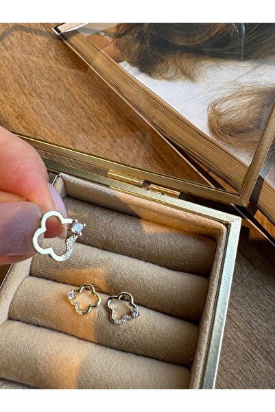 MODA 14k Vip Seri Minik Yonca 12 mm Küpe