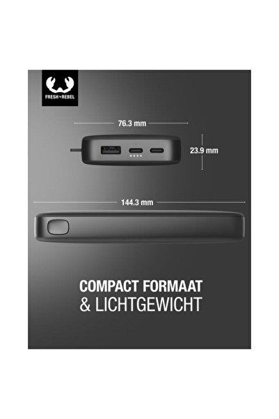 Fresh'n Rebel External Battery Fresh'n Rebel 215345, 18000 mAh, 20 W, 2x USB Type-C, USB-A (Gray)